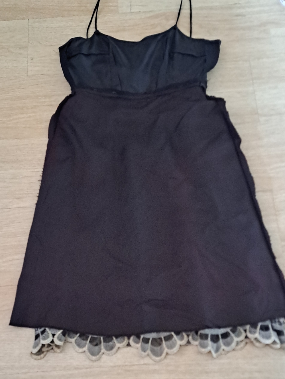 Black Midi Dress with Gold Floral Embroidery - Picture 9 of 10